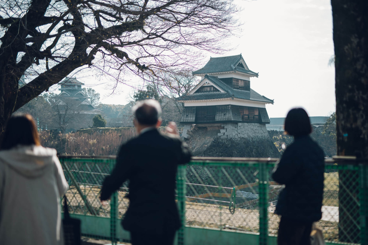 2021年12月現在の戌亥櫓。この後解体され、石垣の積み直し、修復に入る予定